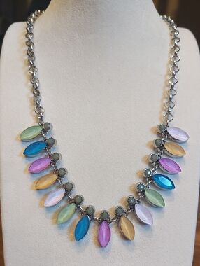 Paparazzi Multi Color Gem Silver Necklace 18 Inches Plus 2 Inch Extender